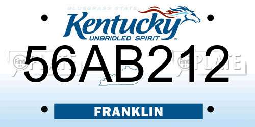 56AB212 Kentucky License Plate
