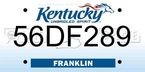 56DF289 Kentucky License Plate