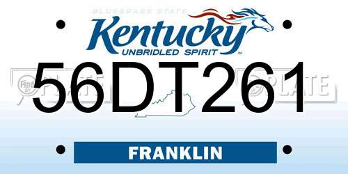 56DT261 Kentucky License Plate
