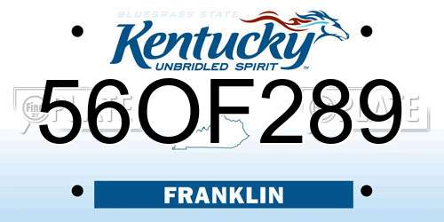 56OF289 Kentucky License Plate