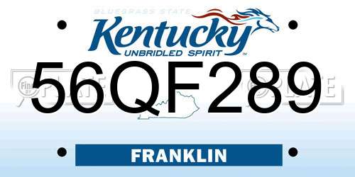 56QF289 Kentucky License Plate