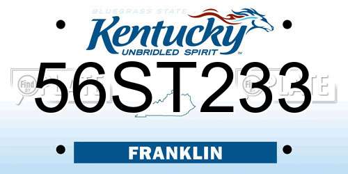 56ST233 Kentucky License Plate