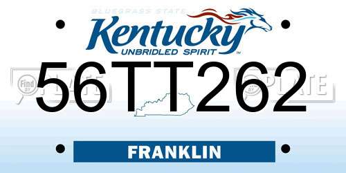 56TT262 Kentucky License Plate