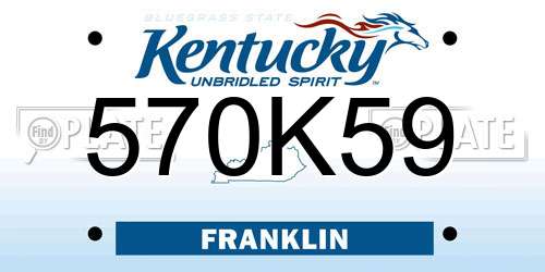 570K59 Kentucky License Plate