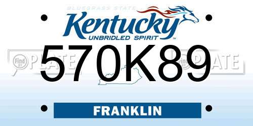 570K89 Kentucky License Plate