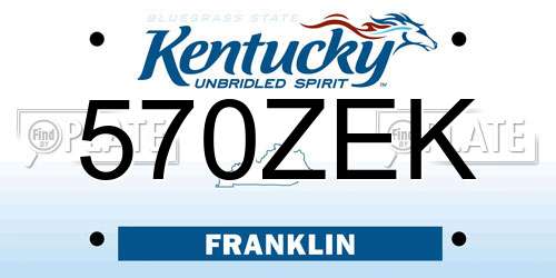 570ZEK Kentucky License Plate