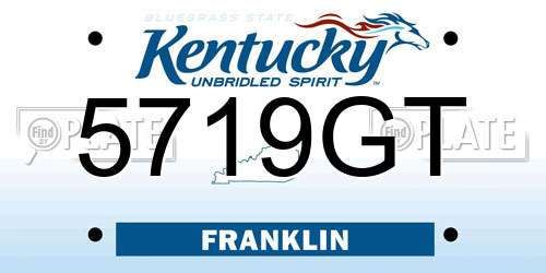5719GT Kentucky License Plate
