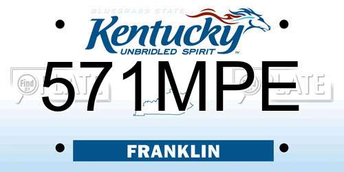 571MPE Kentucky License Plate