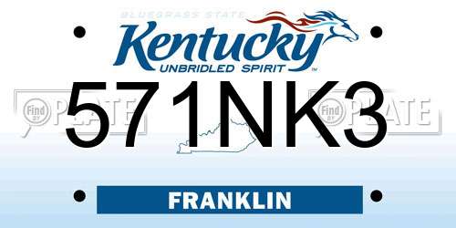 571NK3 Kentucky License Plate