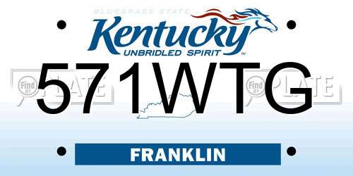 571WTG Kentucky License Plate