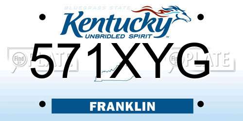 571XYG Kentucky License Plate