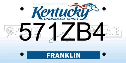 571ZB4 Kentucky License Plate
