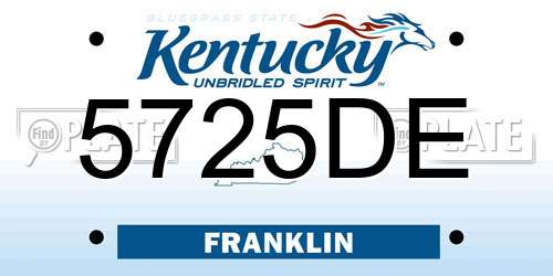 5725DE Kentucky License Plate