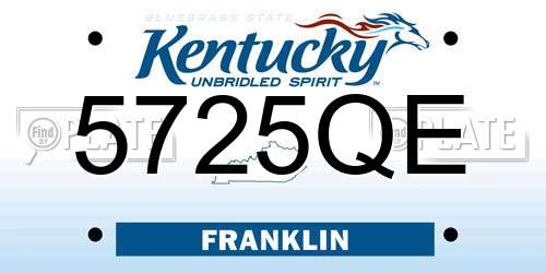 5725QE Kentucky License Plate