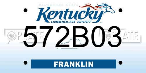 572B03 Kentucky License Plate