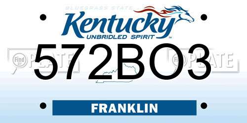 572BO3 Kentucky License Plate