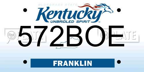 572BOE Kentucky License Plate