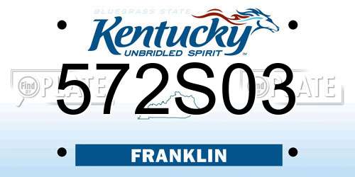 572S03 Kentucky License Plate