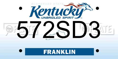 572SD3 Kentucky License Plate