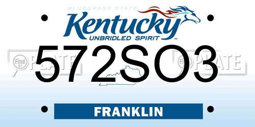 572SO3 Kentucky License Plate