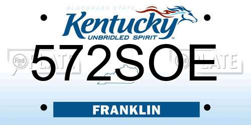 572SOE Kentucky License Plate
