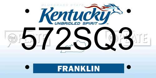 572SQ3 Kentucky License Plate