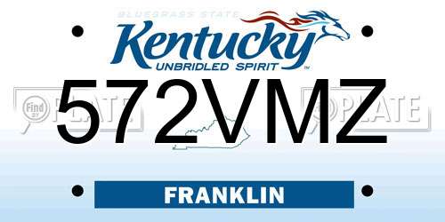 572VMZ Kentucky License Plate