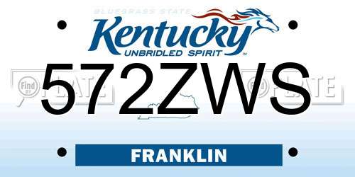572ZWS Kentucky License Plate