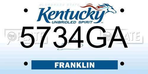 5734GA Kentucky License Plate