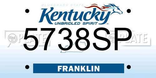 5738SP Kentucky License Plate