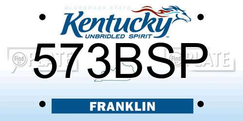 573BSP Kentucky License Plate