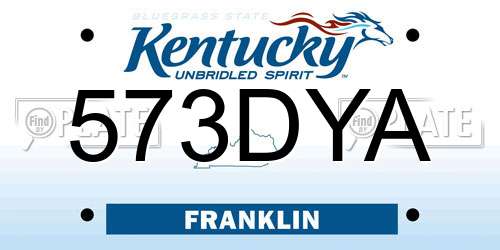 573DYA Kentucky License Plate
