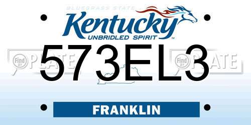573EL3 Kentucky License Plate