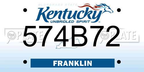 574B72 Kentucky License Plate