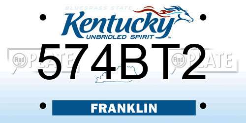 574BT2 Kentucky License Plate