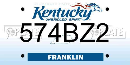 574BZ2 Kentucky License Plate