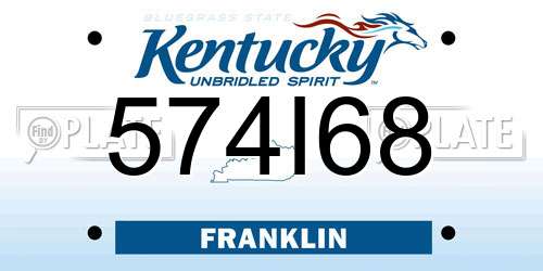 574I68 Kentucky License Plate