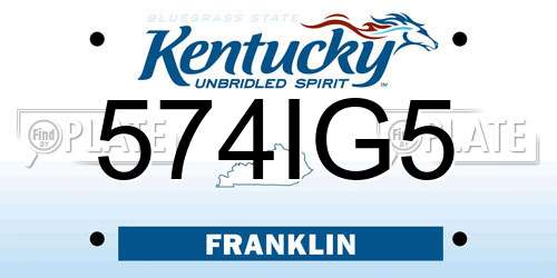 574IG5 Kentucky License Plate