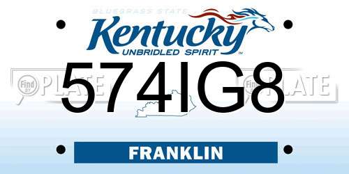 574IG8 Kentucky License Plate