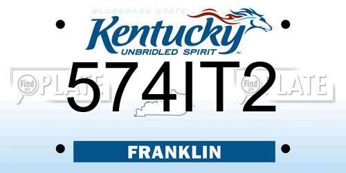 574IT2 Kentucky License Plate