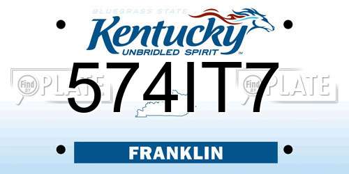574IT7 Kentucky License Plate