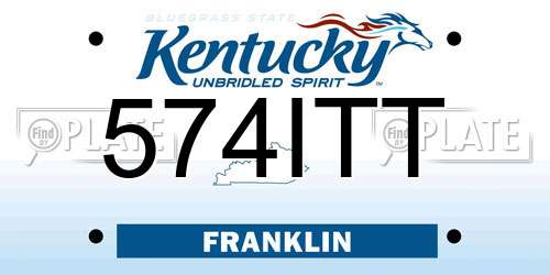 574ITT Kentucky License Plate