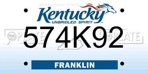 574K92 Kentucky License Plate