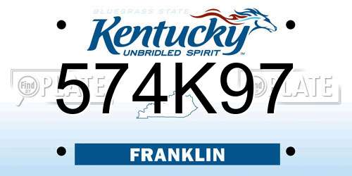 574K97 Kentucky License Plate