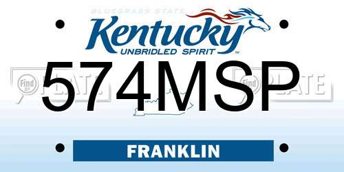 574MSP Kentucky License Plate
