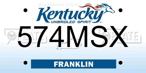 574MSX Kentucky License Plate