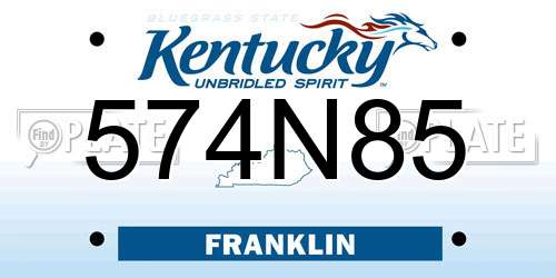574N85 Kentucky License Plate