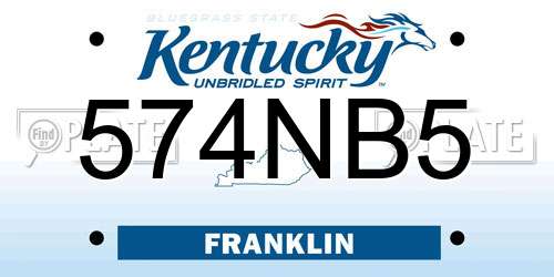 574NB5 Kentucky License Plate