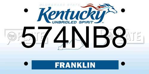 574NB8 Kentucky License Plate