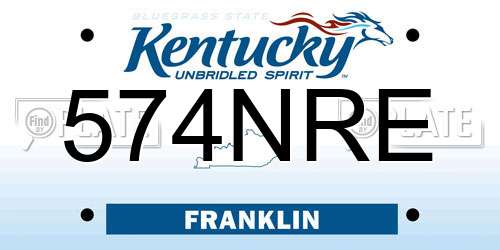 574NRE Kentucky License Plate